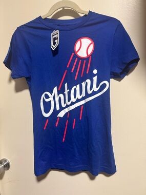 LA Dodgers Ohtani Womens Graphic Cotton T-shirt XS Blue NWT